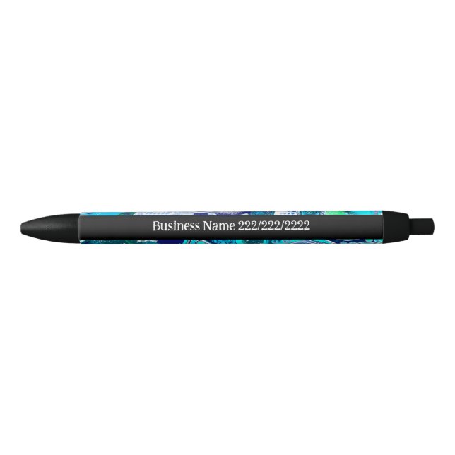 Stylo Noir Art abstrait bulles de mer bleue pour entreprises  (Devant)