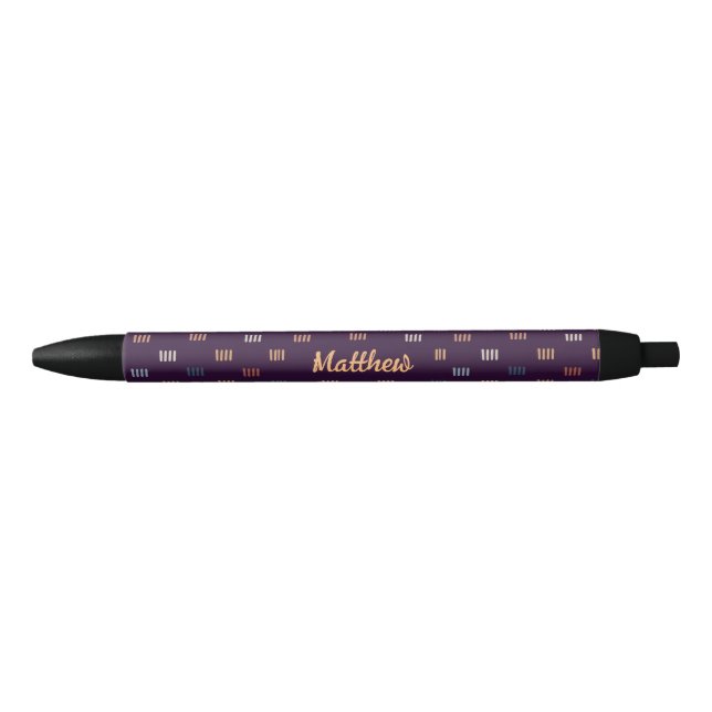 Stylo Noir Art Abstrait moderne violet Motif sans couture (Devant)