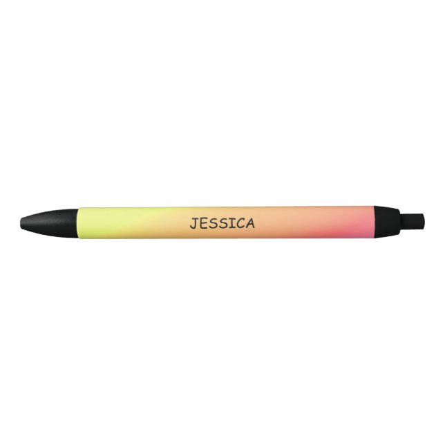 Stylo Noir Art africain, jaune et rose (Devant)