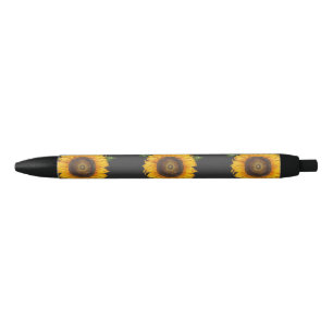 Stylo Noir Art botanique du tournesol vintage par Merian