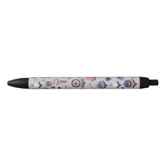 Stylo Noir Art folklorique motif botanique sans couture