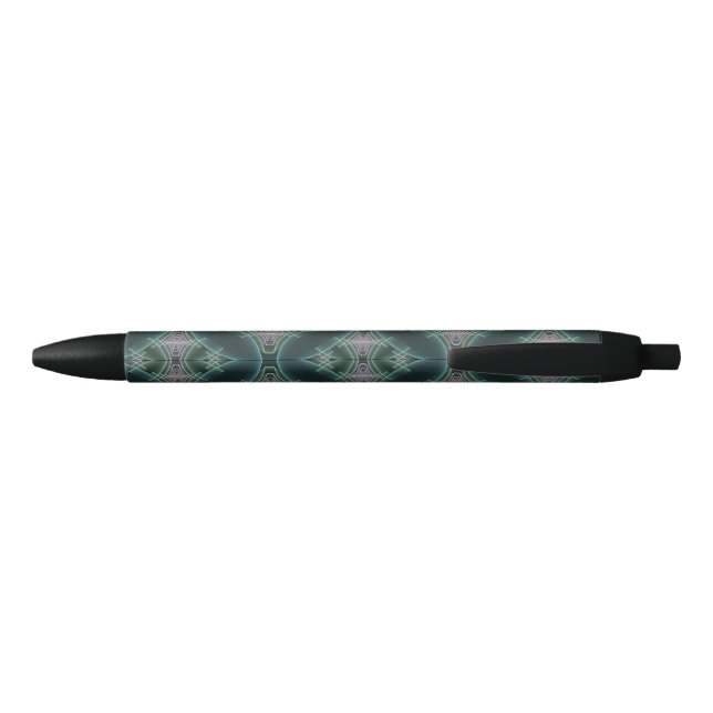 Stylo Noir Art graphique géométrique fractal sarcelle moderne (Dos)