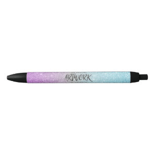 Stylo Noir Artiste Elegant Bleu Purple Parties scintillant