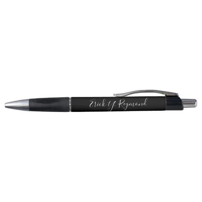 stylo noir avec nom manuscrit blanc (Haut)