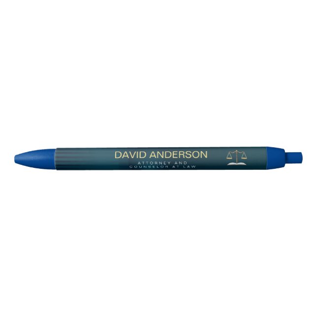Stylo Noir Avocat Vert Professionnel Moderne en Or (Devant)