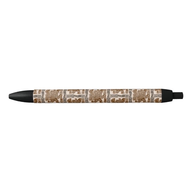 Stylo Noir Aztec Eagle Guerrier Tribal Art antique (Devant)