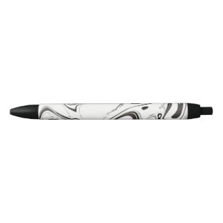 Stylo Noir B) de marbrure noir et blanc