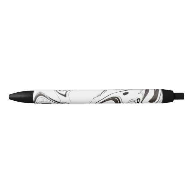 Stylo Noir B) de marbrure noir et blanc (Devant)
