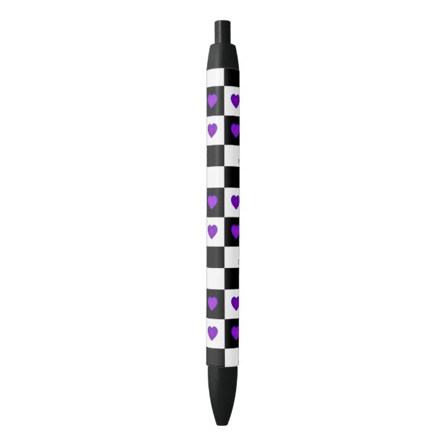 Stylo Noir B&W Purple Hearts Beating (devant Vertical)