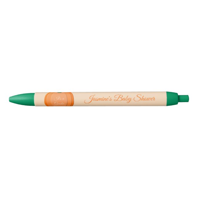 Stylo Noir Baby shower Citrouille neutre genre mignon Orange (Devant)