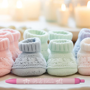 Stylo Noir Baby shower rose Rose poussiéreux Personnalisé