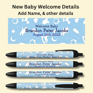 Stylo Noir Baby Welcome - Ajouter le nom et le détail sur Blu