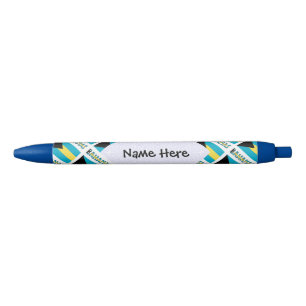 Stylo Noir Bahamas et drapeau bahaméen en mosaïque personnali