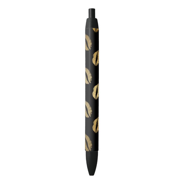 Stylo Noir Baisers dorés (devant Vertical)