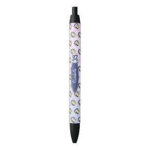 Stylo Noir ballons de volley personnalisés au nom de fille bl