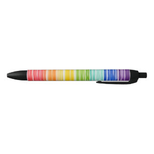 Stylo Noir Bandes arc-en-ciel inondées