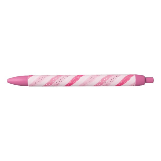 Stylo Noir bandes de blocs de couleurs modernes blanc rose (Devant)