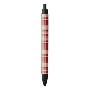Stylo Noir Bandes Plaid Crème Rouge