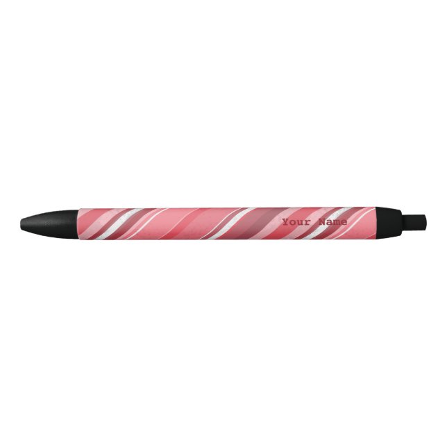 Stylo Noir Bandes roses de bonbons (Devant)