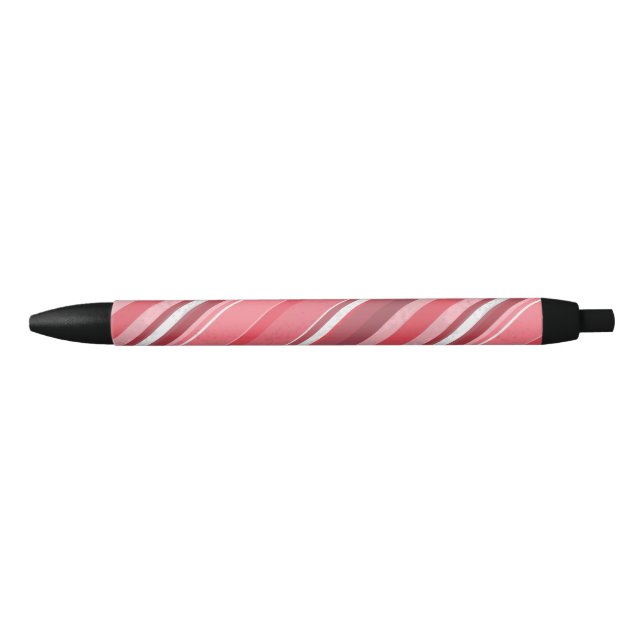 Stylo Noir Bandes roses de bonbons (Devant)
