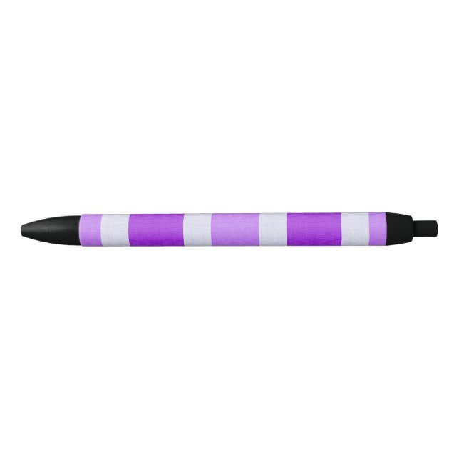 Stylo Noir Bandes violettes et blanches (Devant)