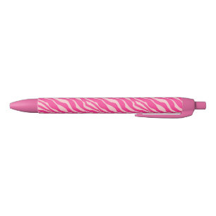 Stylo Noir Bandes zébrées - Fuchsia et rose pâle