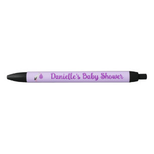 Stylo Noir Baptême de bébé genre neutre Purple Cigogne Bébé