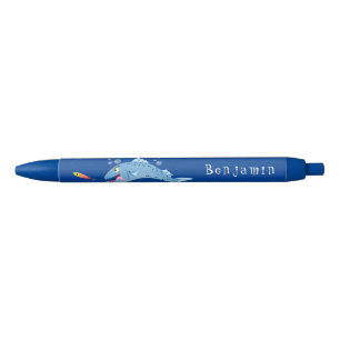 Stylo Noir Barracuda poisson affamé de la pêche dessin animé
