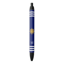 Barre du navire et monogramme sur fond bleu