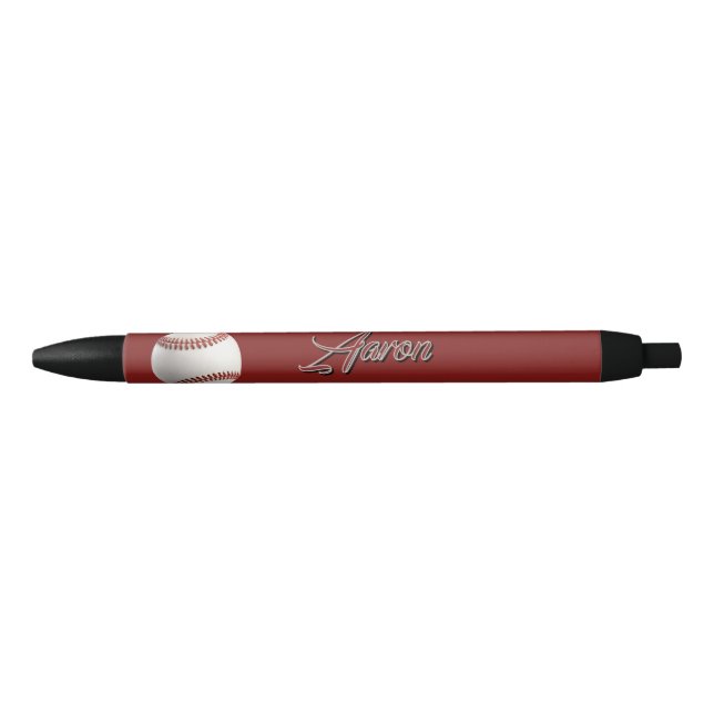 Stylo Noir Baseball Personnalisé (Devant)