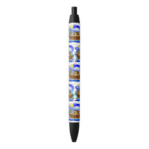 Stylo Noir Bateau de pêche dessin animé