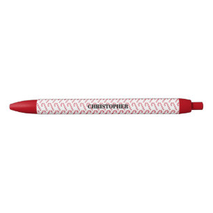 Stylo Noir Bâton de bonbon rayé Noël Rouge Blanc Fête 