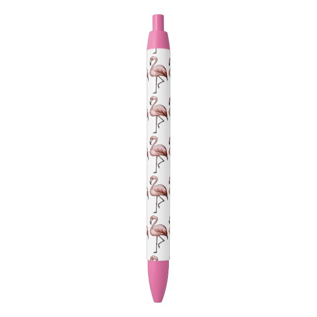 Stylo Noir beau flamant rose (devant Vertical)