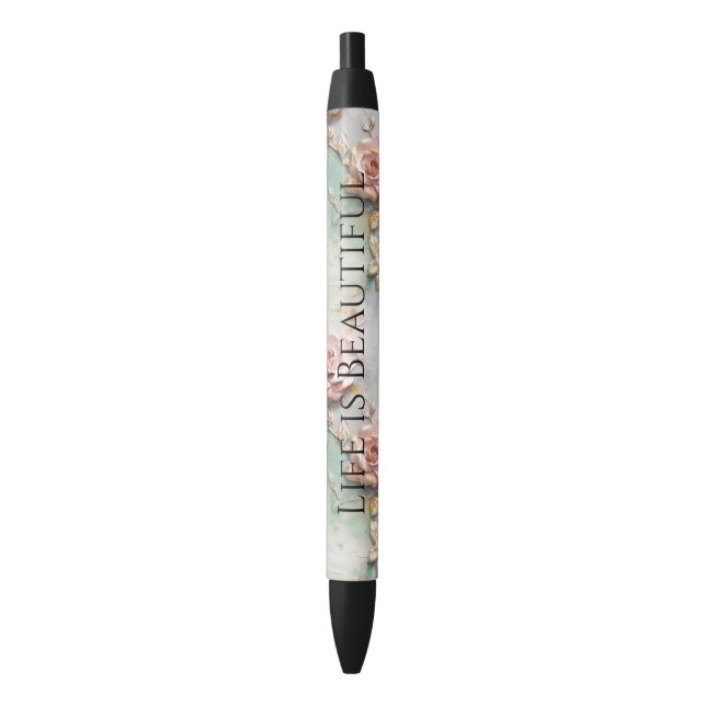Stylo Noir Beau Romantique Rose rose rose Roses romantiques (devant Vertical)