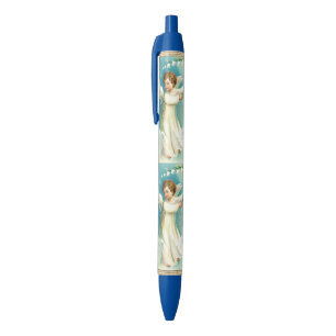 Stylo Noir Bébé ange au grelot bleu