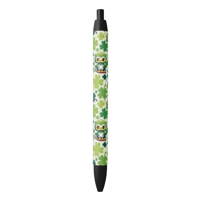 Stylo Noir Bébé Hibou Mignon St Patrick Dessin Animé (devant Vertical)