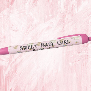 Stylo Noir Bébé rose, Nom, Encre noire