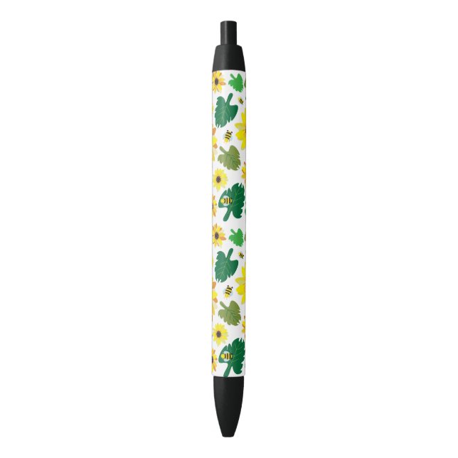 Stylo Noir Bee de tournesol mignonne (devant Vertical)