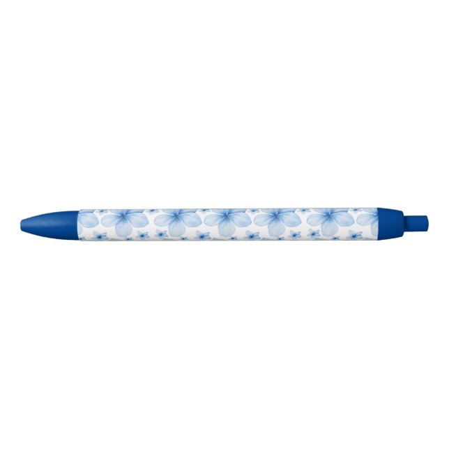 Stylo Noir Belle Fleur Bleue Motif sans couture (Devant)