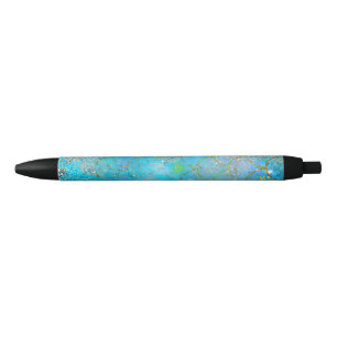 Stylo Noir Belle Perle Irisée Brillante Écailles de Sirène