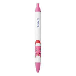Stylo Noir Belle pieuvre joyeuse en casquette de Noël