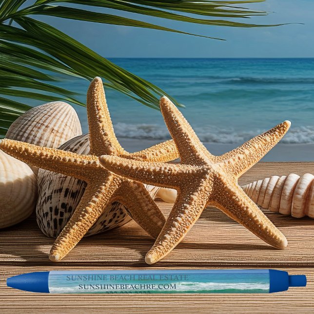 Stylo Noir Belle plage Custom Ocean Vacation Business (Créateur téléchargé)