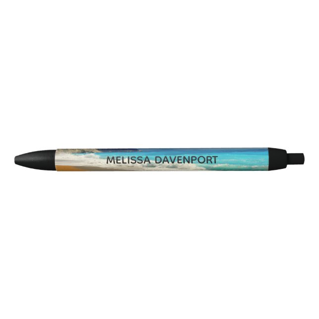 Stylo Noir Belle Turquoise Bleue Mer Tropicale Photographie (Devant)