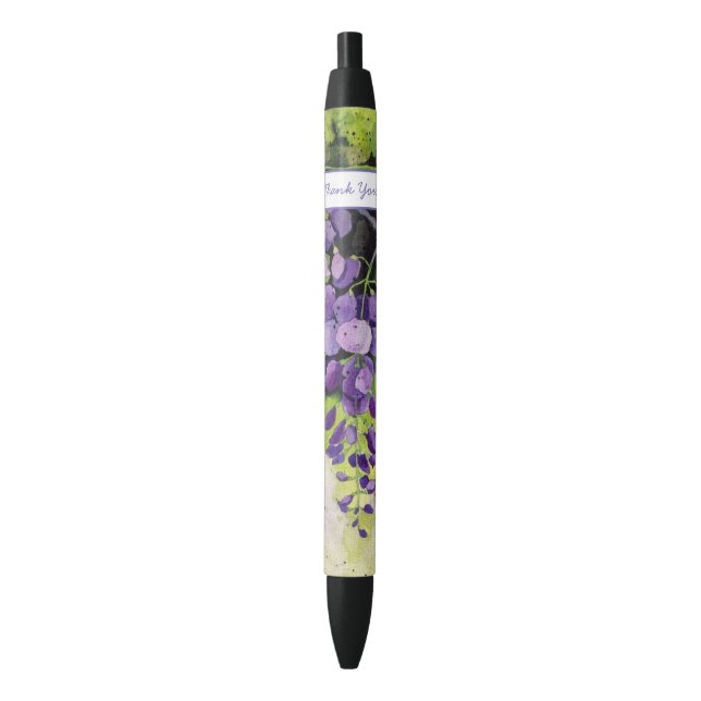 Stylo Noir Belles Fleurs De Wisteria En Aquarelle (devant Vertical)