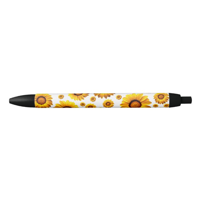 Stylo Noir Belles fleurs jaunes (Devant)