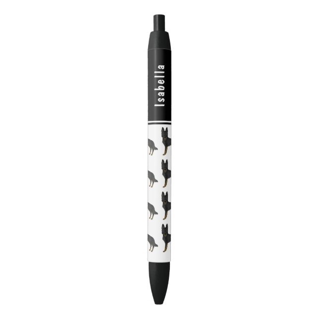 Stylo Noir Bi-Noir Berger Allemand Chiens Cute Et Nom Personn (devant Vertical)