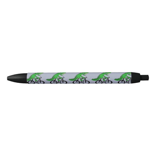 Stylo Noir Bicyclette drôle d'équitation d'alligator (Devant)