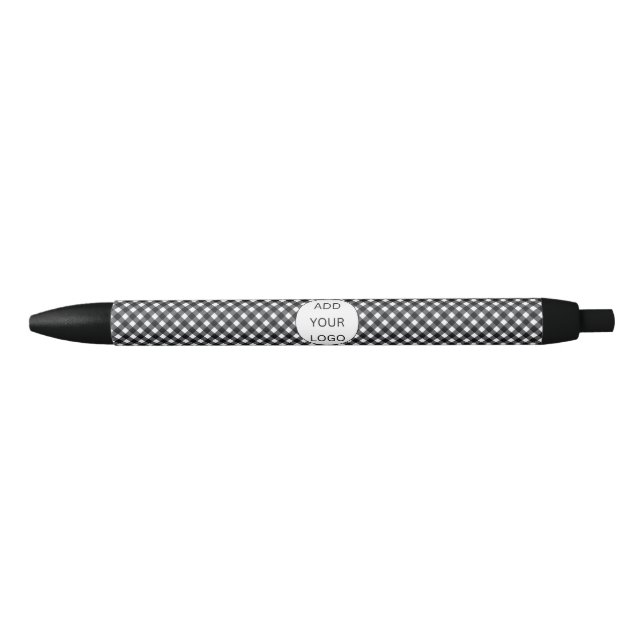 Stylo Noir Black Check Buffalo Plaid Motif Logo d'entreprise (Devant)