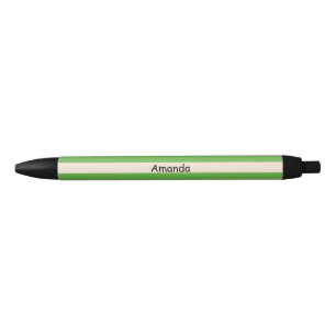 Stylo Noir Blanc Antique et Rayures Vert Pomme