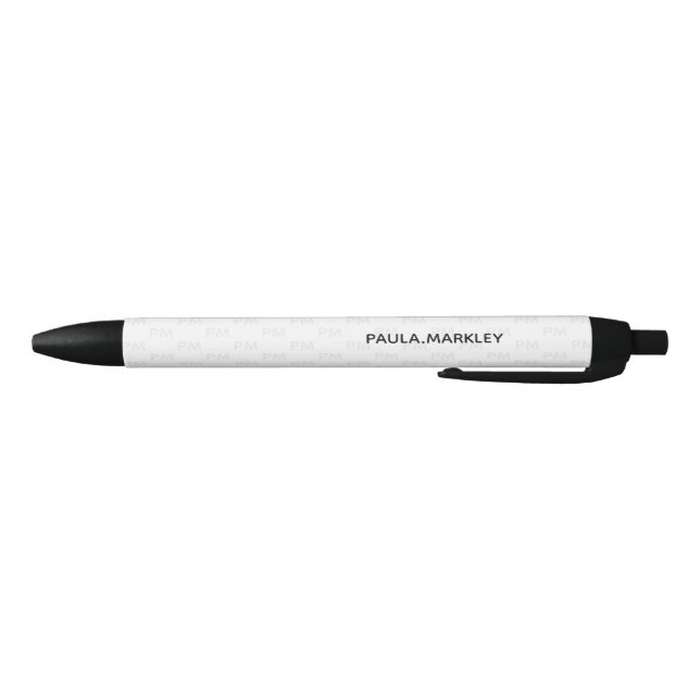 Stylo Noir Blanc clair simple gris moderne Monogramme Motif (Bas)